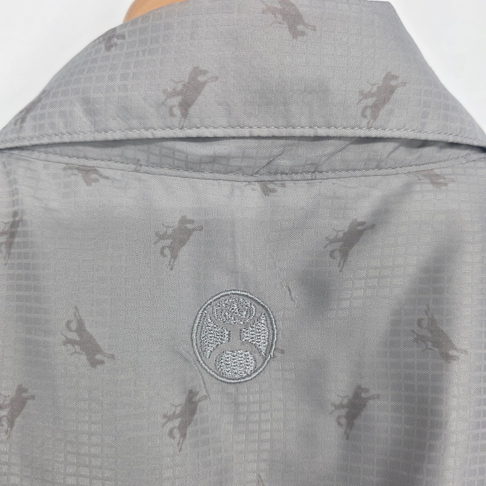 Hooey Habitat Mens Grey Bronc Rider Print Short Sleeve Western Pearl Snap Shirt - Picture 7 of 9